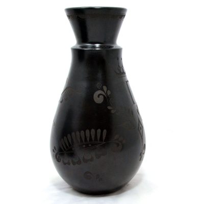 Pottery and Ceramic Art Rigoberto Mateos: Tall “T” Vase……. Barro Negro