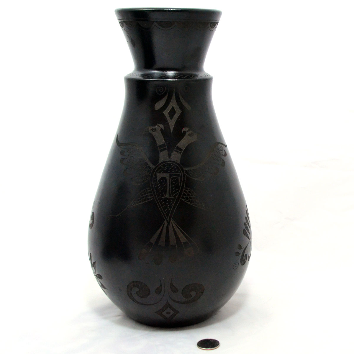 Pottery and Ceramic Art Rigoberto Mateos: Tall “T” Vase……. Barro Negro