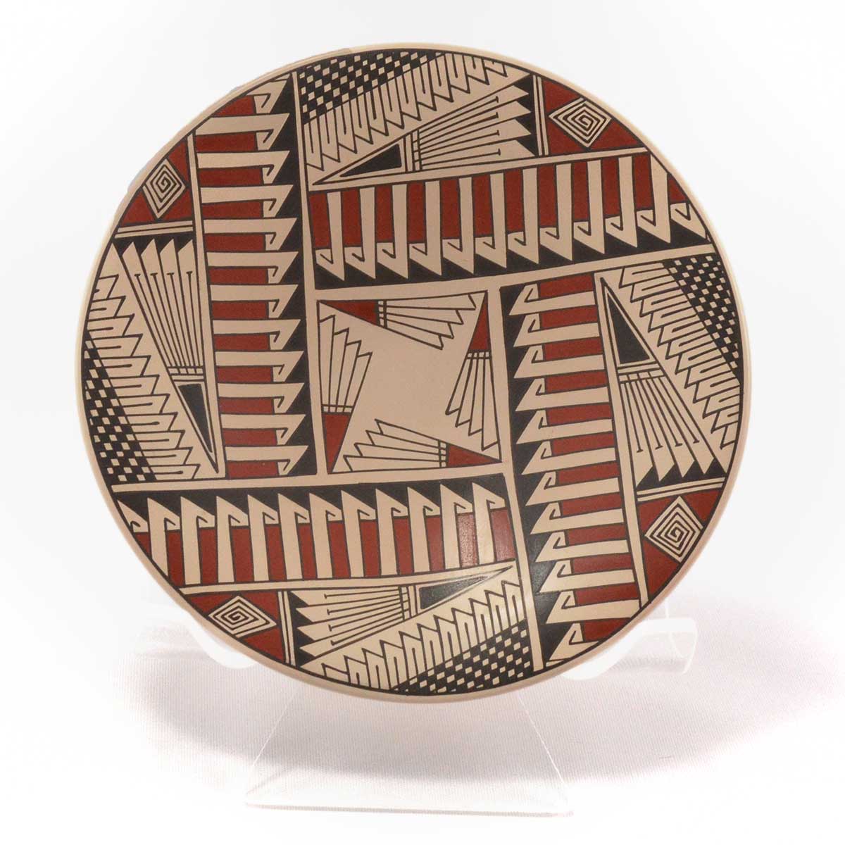 Blanca Quezada Blanca Quezada: Small Mimbres Style Plate Feather Patterns Geometric