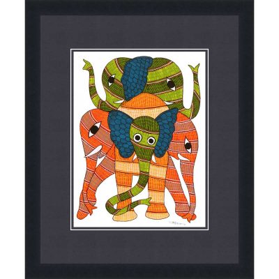 Gond Tribal Art Rajendra Shyam: Elephant Family Elephant