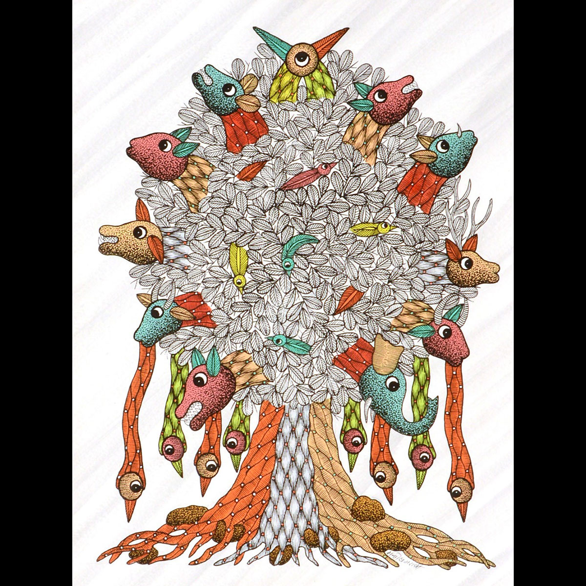 Gond Tribal Art Santosh Maravi: Tree of Life Gond Art