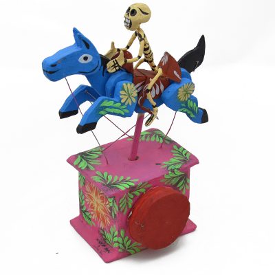 Cartoneria (Mexican Paper Mache) Josue Eleazar Castro: Blue Galloping Horse cartoneria