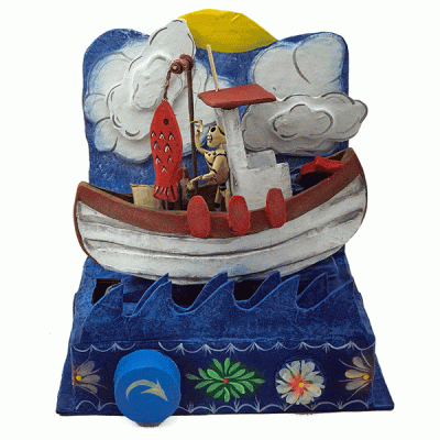 Cartoneria (Mexican Paper Mache) Josue Eleazar Castro: Fishing Boat cartoneria