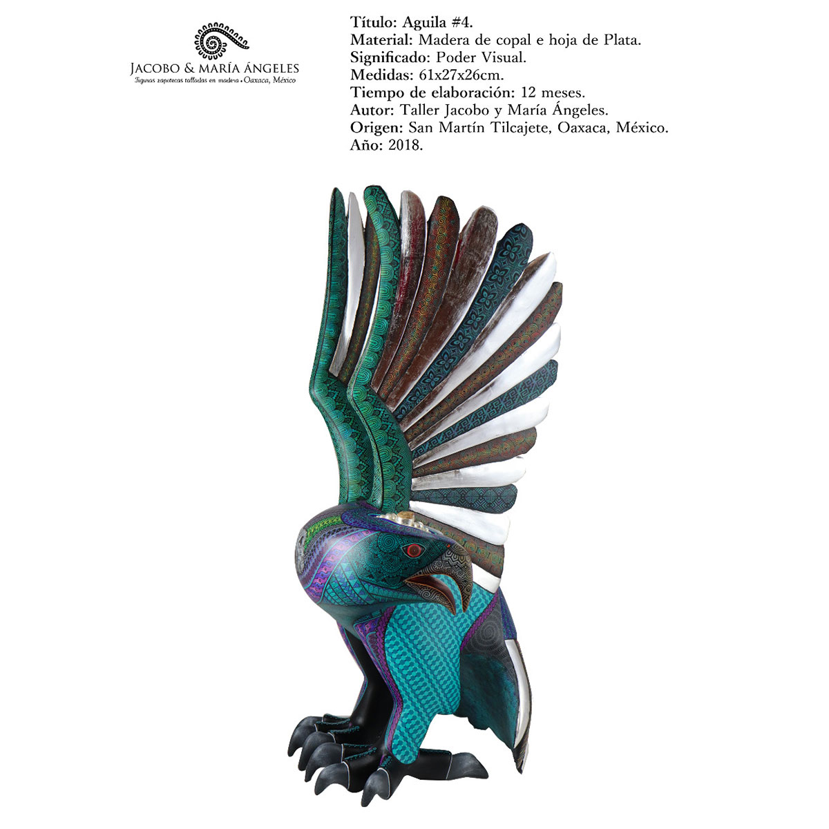 Jacobo and Maria Angeles Jacobo and Maria Angeles Workshop: Museum Quality – Silver Leaf Eagle – Now Complete Birds