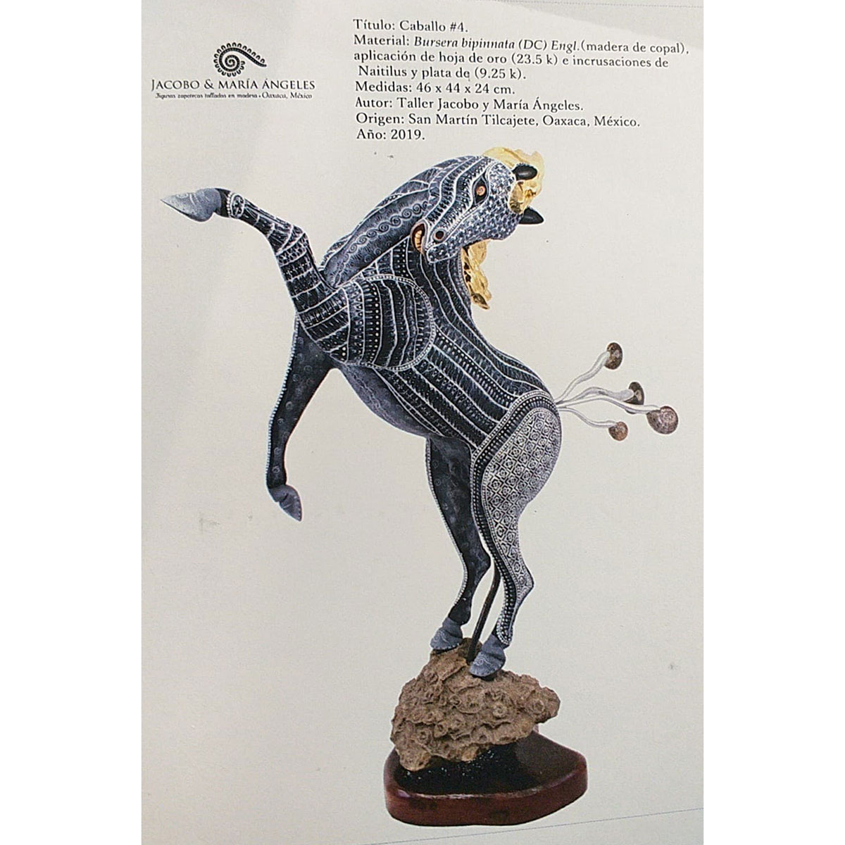 Jacobo and Maria Angeles Jacobo and Maria Angeles: Premier Museum Quality Horse With Gold Leaf and Ammonite Fossils in Silver Settings Women Artists
