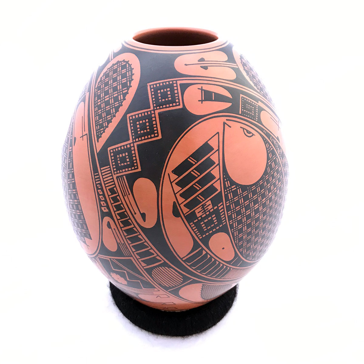 Gerardo Pedregon Ortiz Gerardo Pedregon Ortiz: Black on Red Medium Polychrome Mata Ortiz Pottery