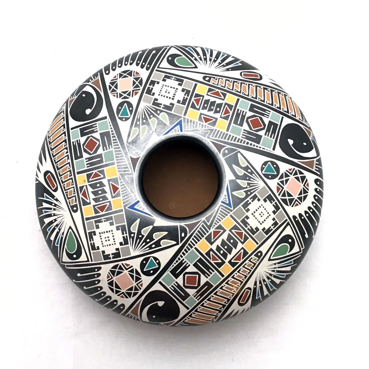 Mata Ortiz Pottery, Chihuahua Oscar Quezada Jr. : Multi-Color Modern Paquimé Mata Ortiz Pottery