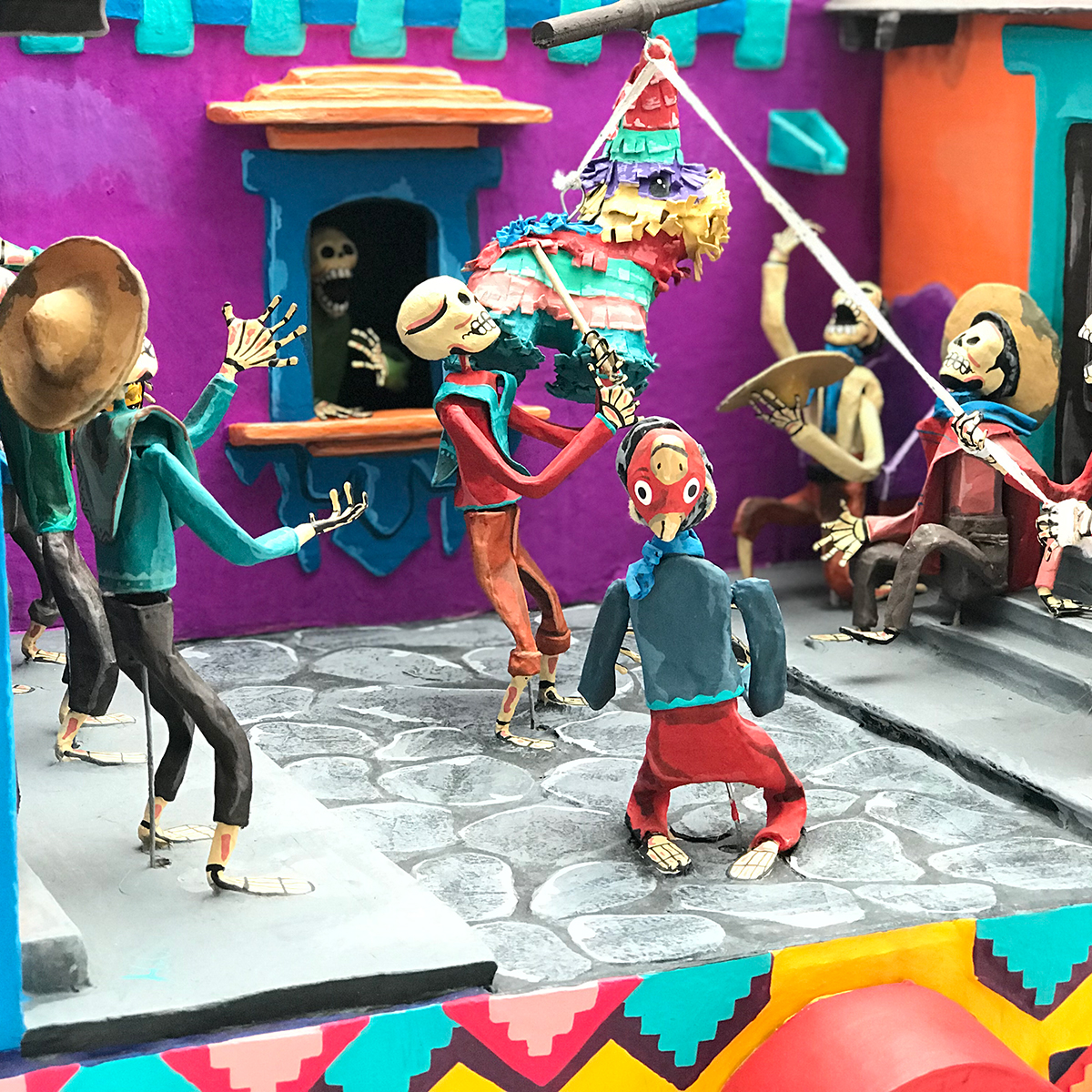 Cartoneria (Mexican Paper Mache) Josue Eleazar Castro: Large Piñata Scene cartoneria