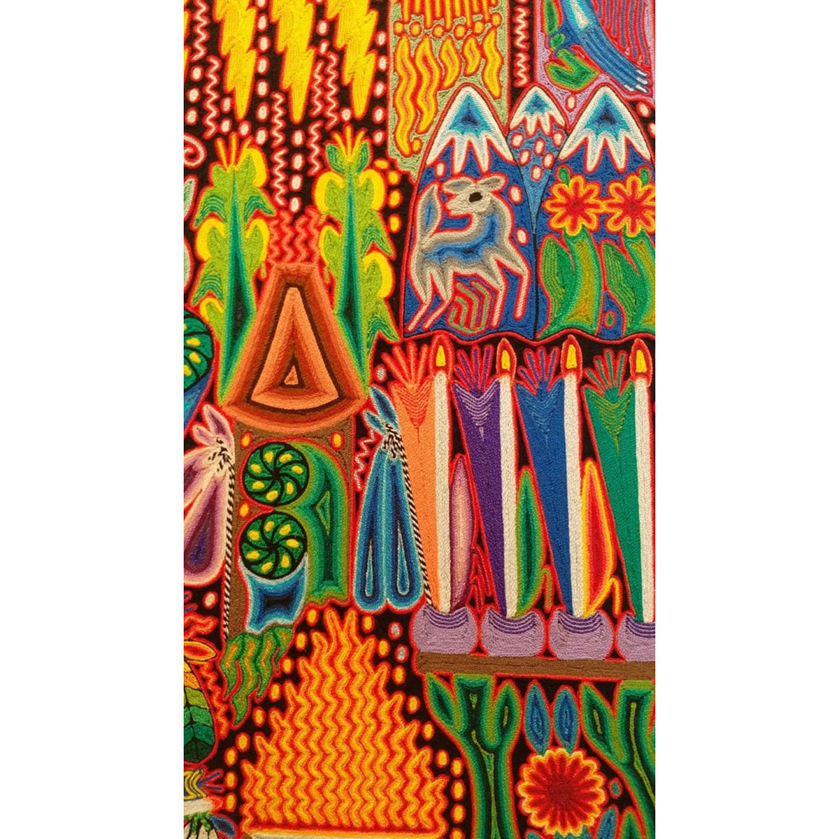 Wixárika (Huichol) Art Santos Daniel: Premier 48″ x 48″ Huichol Yarn Painting Direct from Mexico Huichol