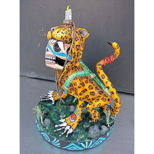 Cartoneria (Mexican Paper Mache) Isaias Alejandro Morales Delgado: Tecuán Jaguar Figure Alebrijes