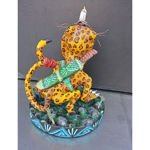 Cartoneria (Mexican Paper Mache) Isaias Alejandro Morales Delgado: Tecuán Jaguar Figure Alebrijes