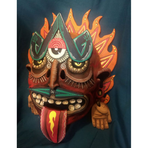 Cartoneria (Mexican Paper Mache) Isaias Alejandro Morales Delgado: Handmade Wearable Mask – Tonatiuh 1 (Sun Deity) Alebrijes