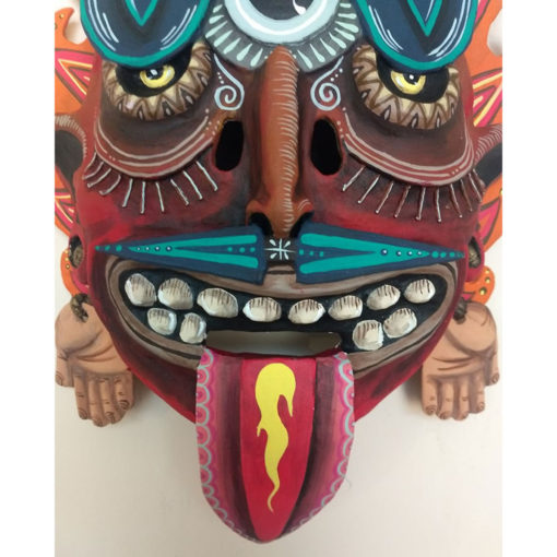 Cartoneria (Mexican Paper Mache) Isaias Alejandro Morales Delgado: Handmade Wearable Mask – Tonatiuh 1 (Sun Deity) Alebrijes