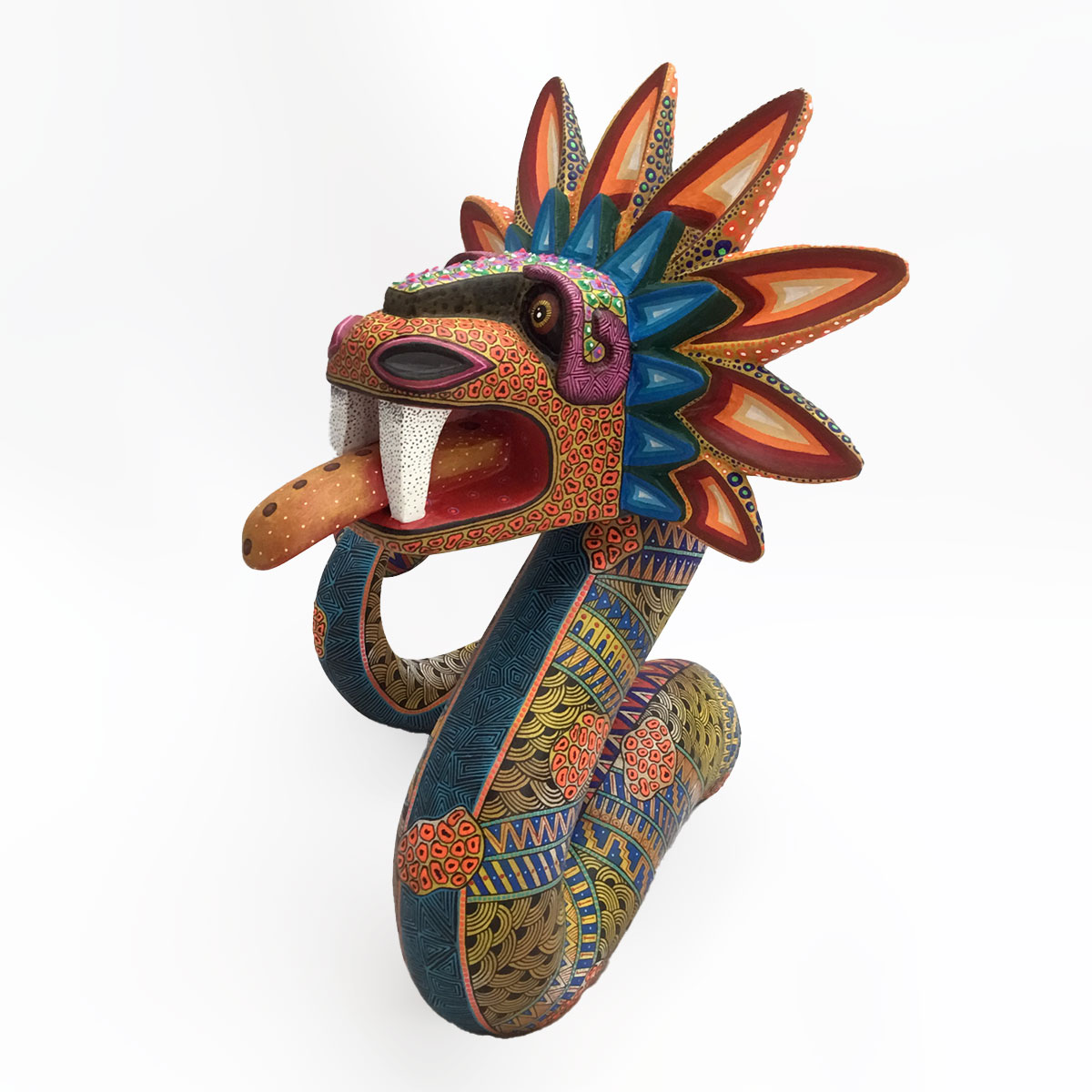 Manuel Cruz Manuel and Rubi Cruz: Museum Quality Single Piece Quetzalcoatl Feathered Serpent Fantasy