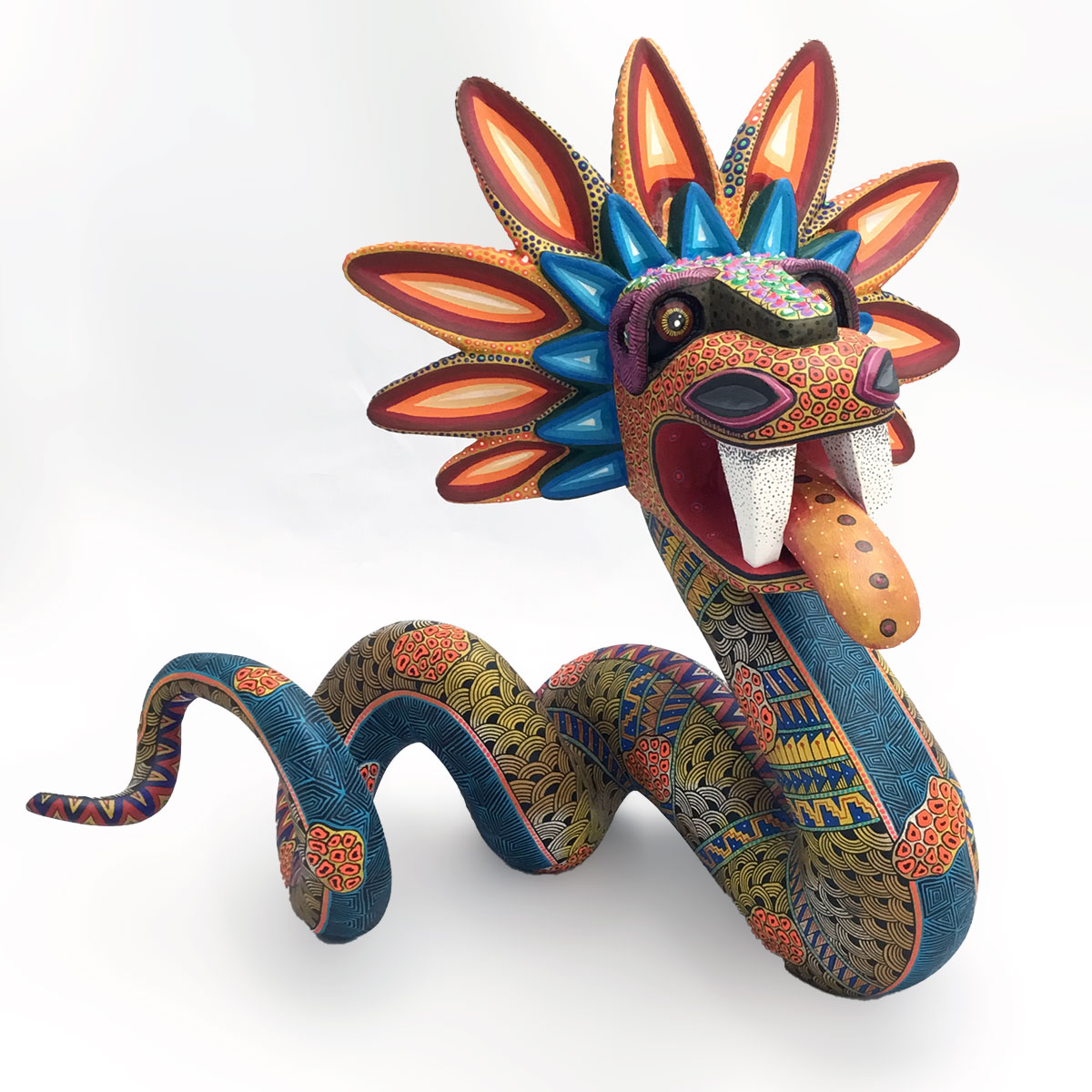 Manuel Cruz Manuel and Rubi Cruz: Museum Quality Single Piece Quetzalcoatl Feathered Serpent Fantasy