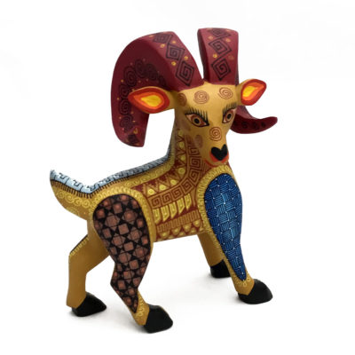 Oaxacan Wood Carving (Alebrijes) Abundio Munoz: Small Ram Alebrijes