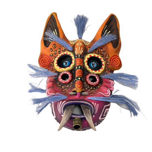 Cartoneria (Mexican Paper Mache) Isaias Alejandro Morales Delgado: Tecuán Dulce Mask / Sweet Jaguar Alebrijes