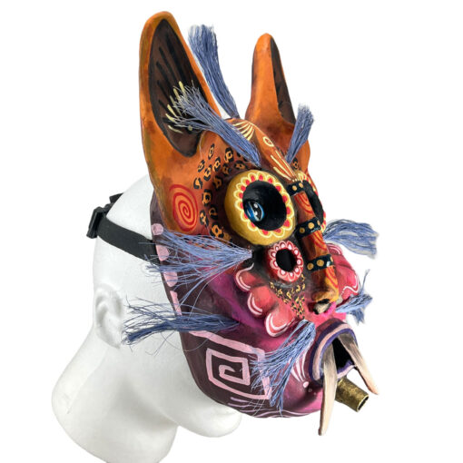 Cartoneria (Mexican Paper Mache) Isaias Alejandro Morales Delgado: Tecuán Dulce Mask / Sweet Jaguar Alebrijes